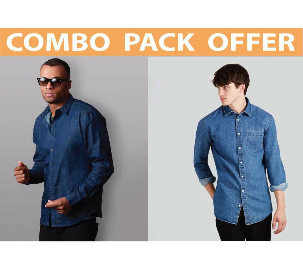 Men's full sleeve denim shirt-2 pc combo