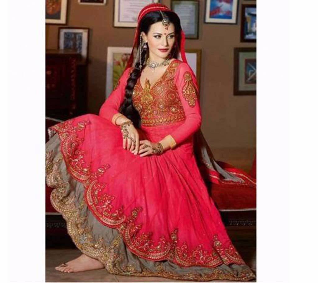 Indian georgette embroidery long party suit-copy 