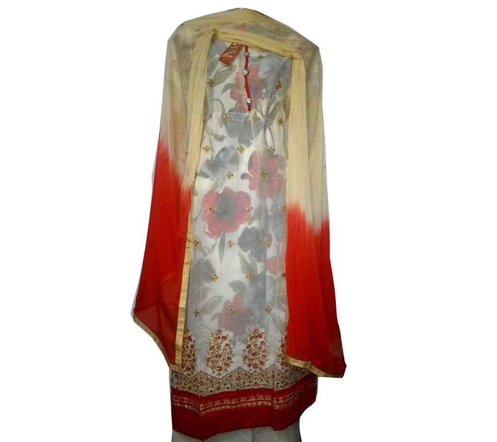 Unstitched Georgette Three Piece Dress