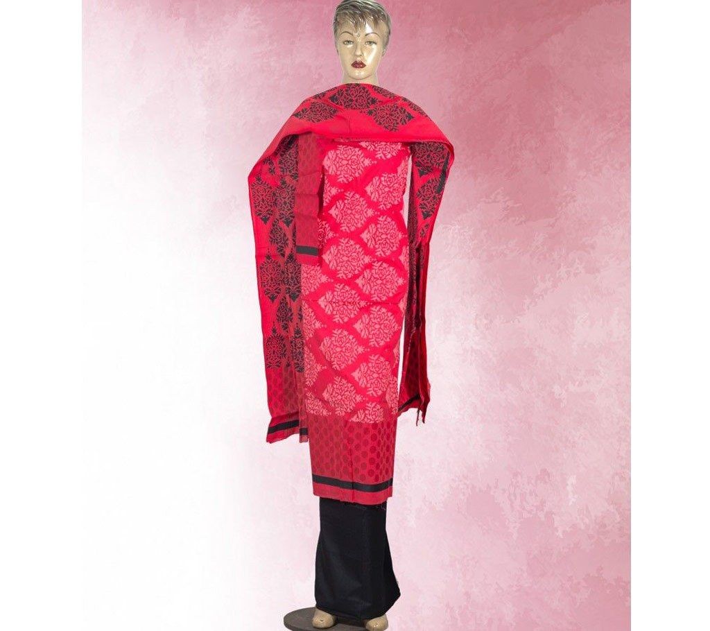 Red Boil Cotton Block Print Three piece 