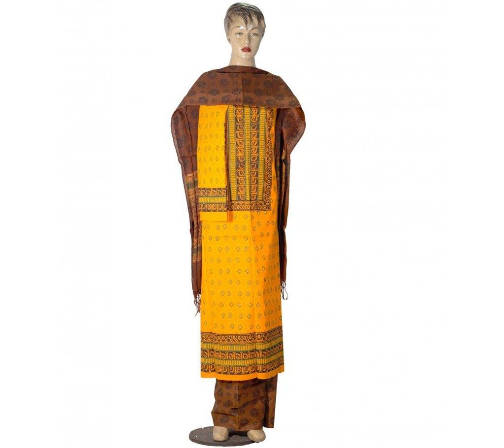 Yellow Boil Cotton Block Print Three piece 