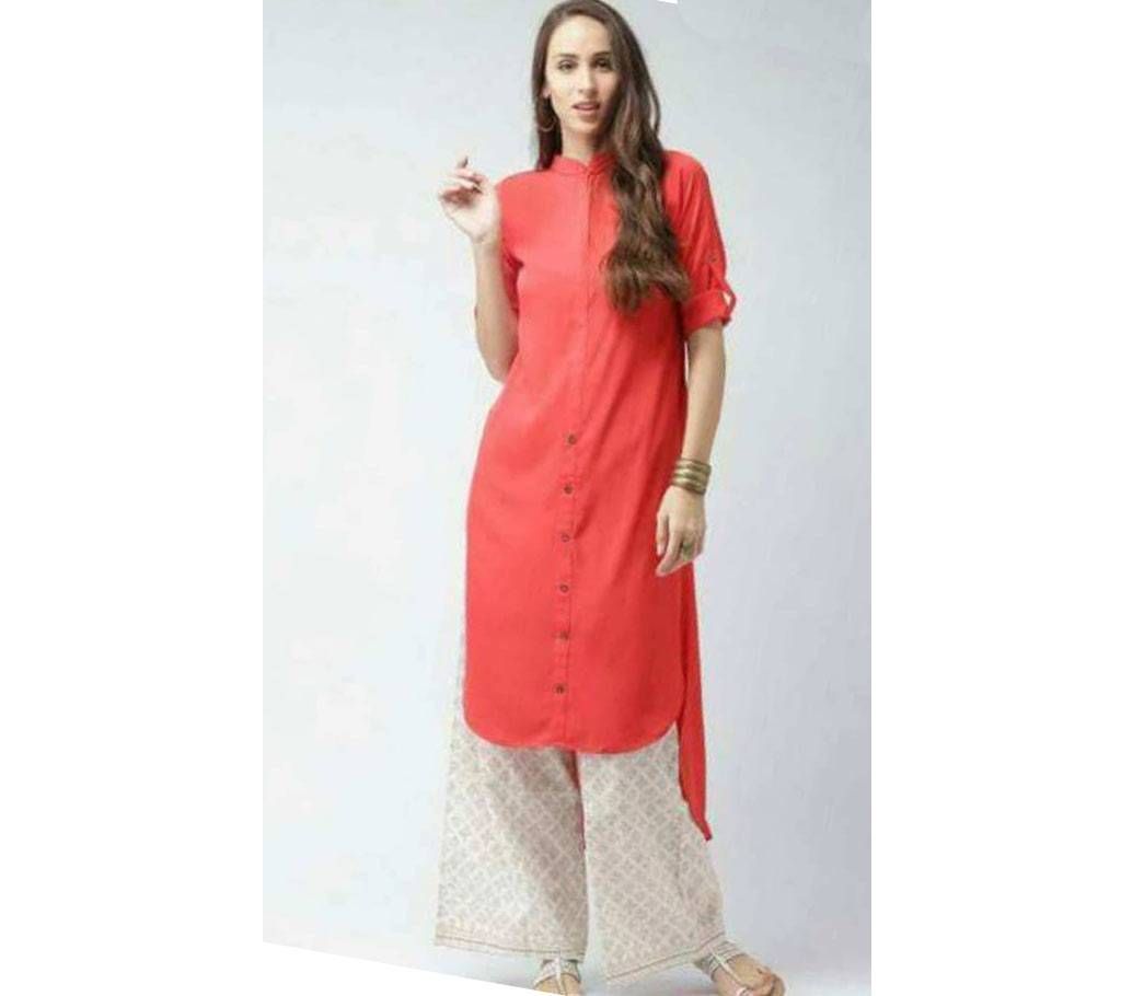 Ladies stitched long linen kurti 