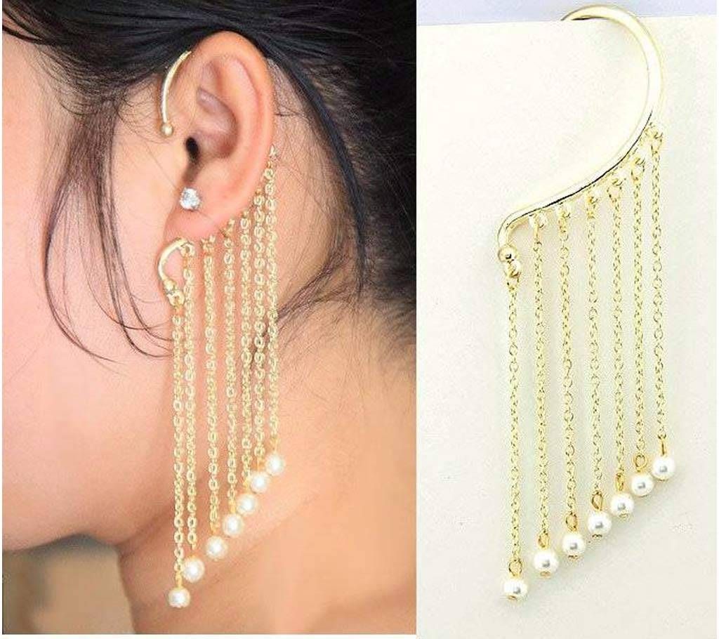 Artificial pearl setting ear cuff