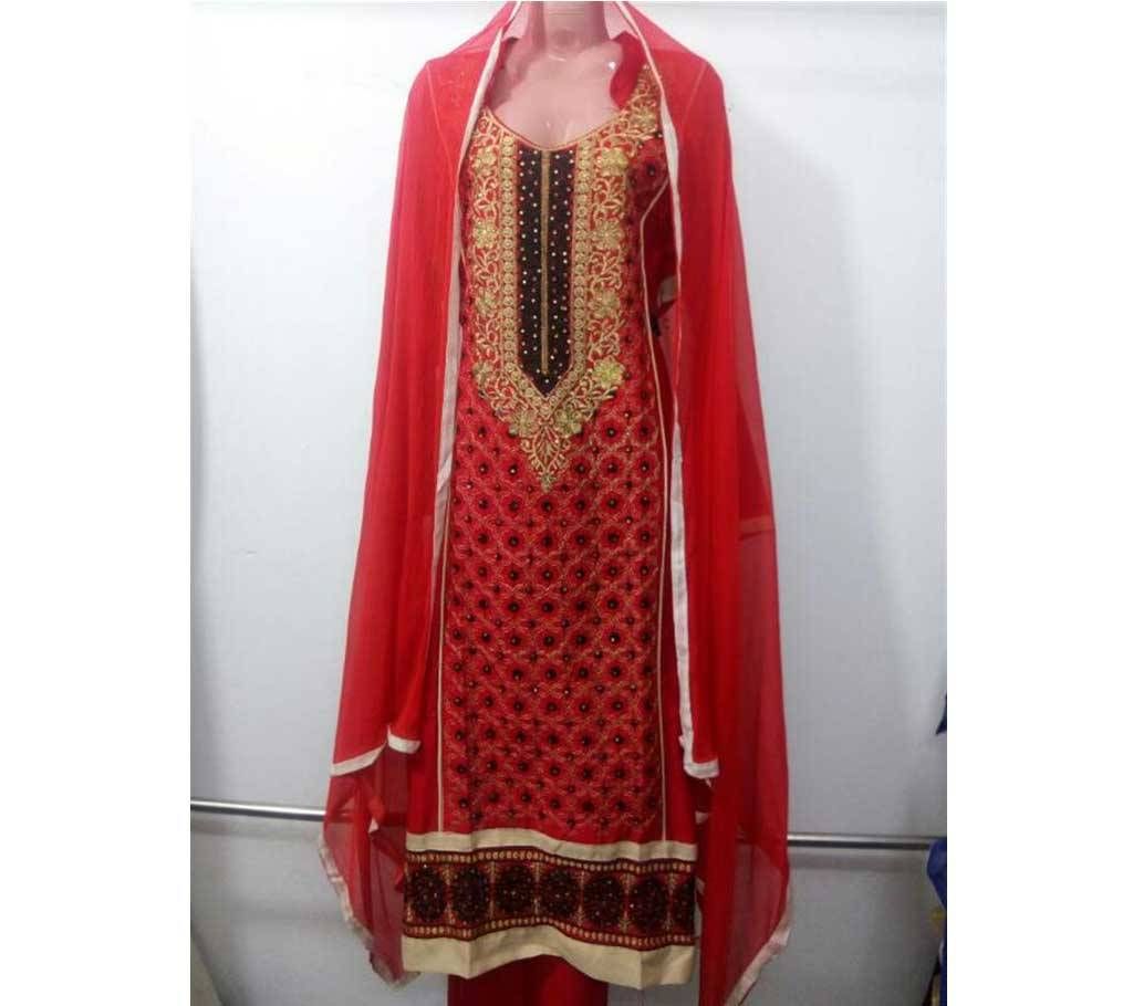 Unstitched santoon(cotton) embroidery three pc
