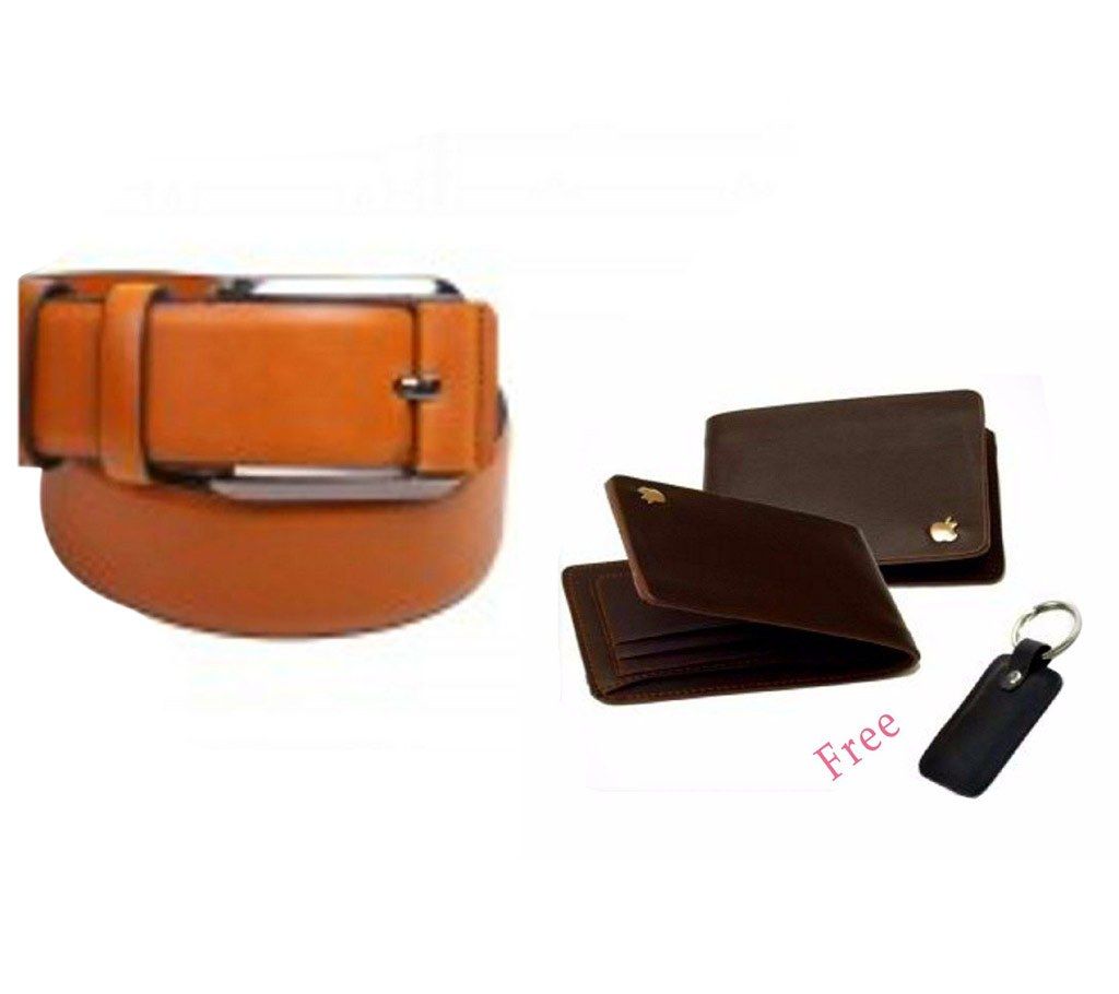 Menz formal belt+wallet+key ring combo