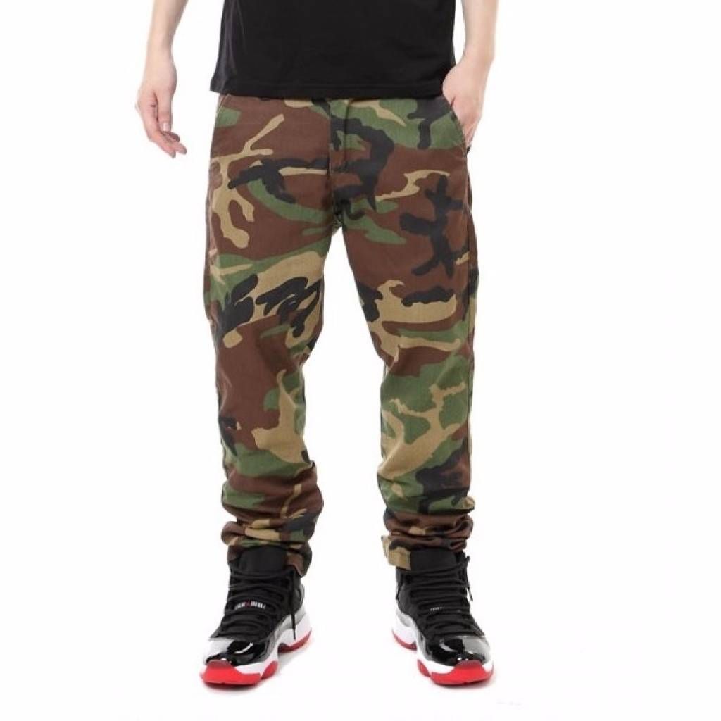 Army Print Gabardine Pants 
