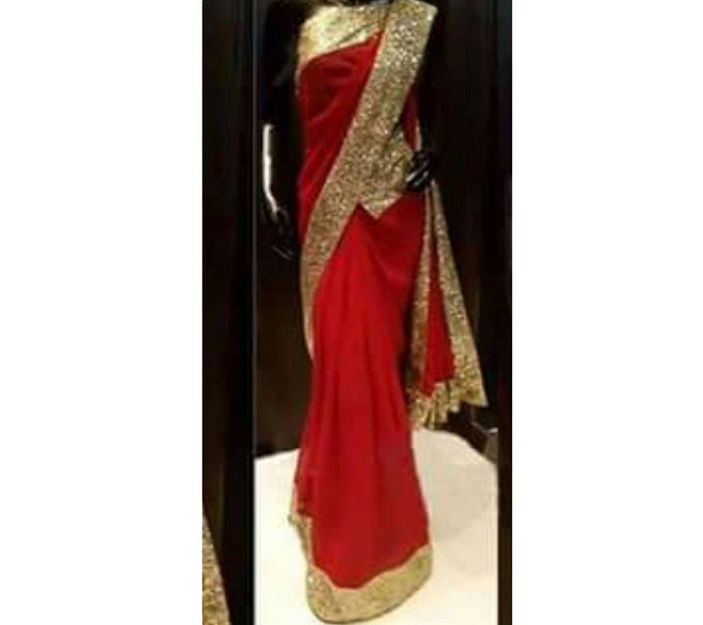 Designer red georgette sharee 