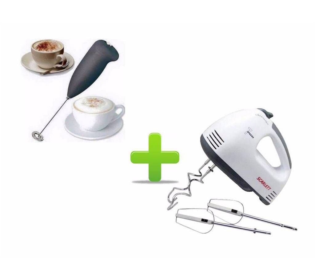 Electric egg beater mixer & hand Coffee mixer Combo