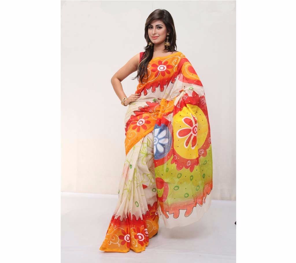 Pure Cotton Kota Hand Printed Sharee