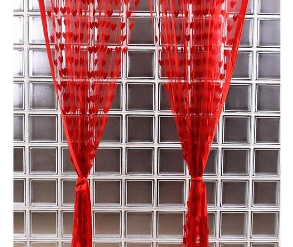 Handloomhub Red Heart Curtains 6 Pcs