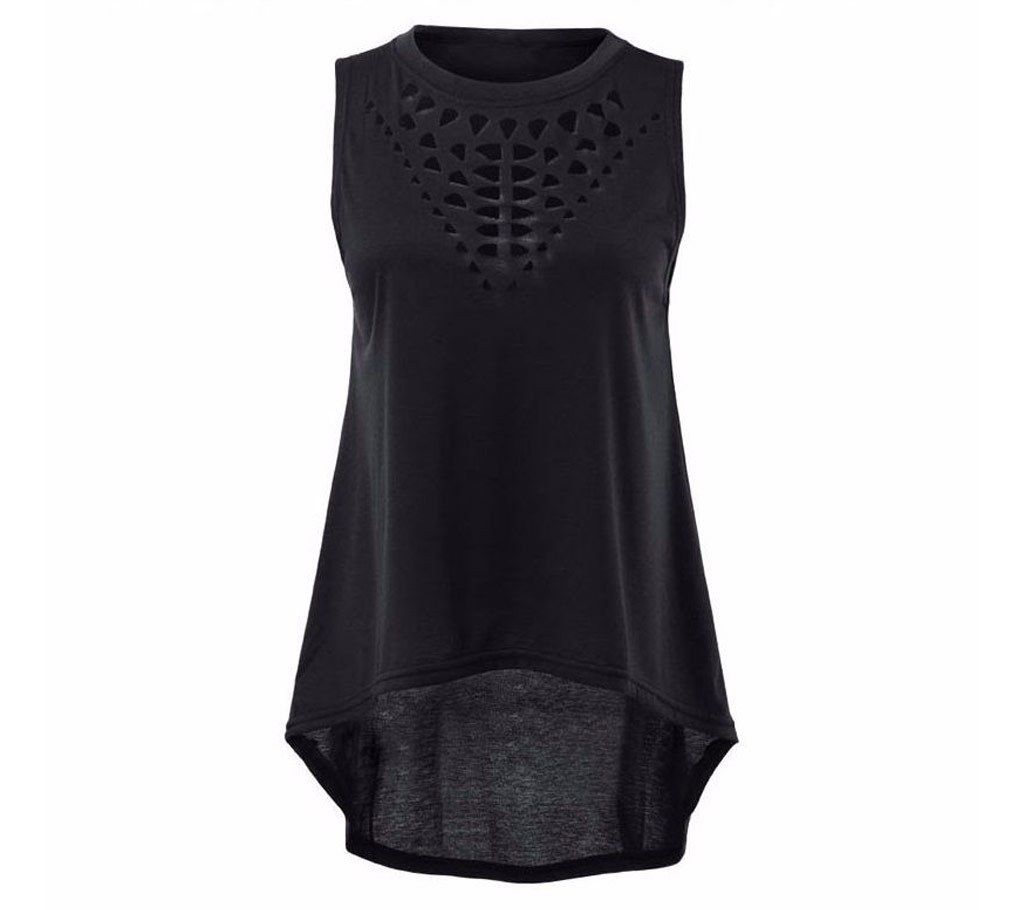 Ladies Sleeveless Black Tank Top