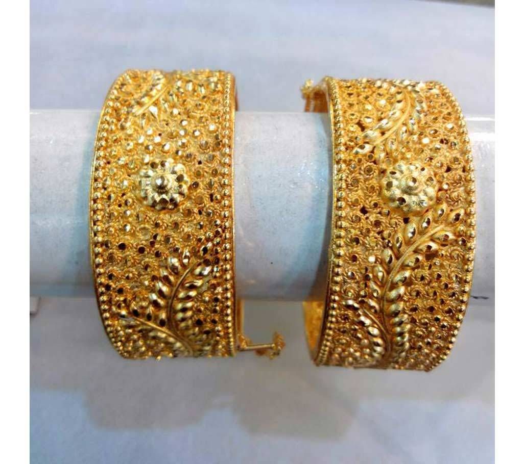 Stone setting gold plated bangles 2 pc