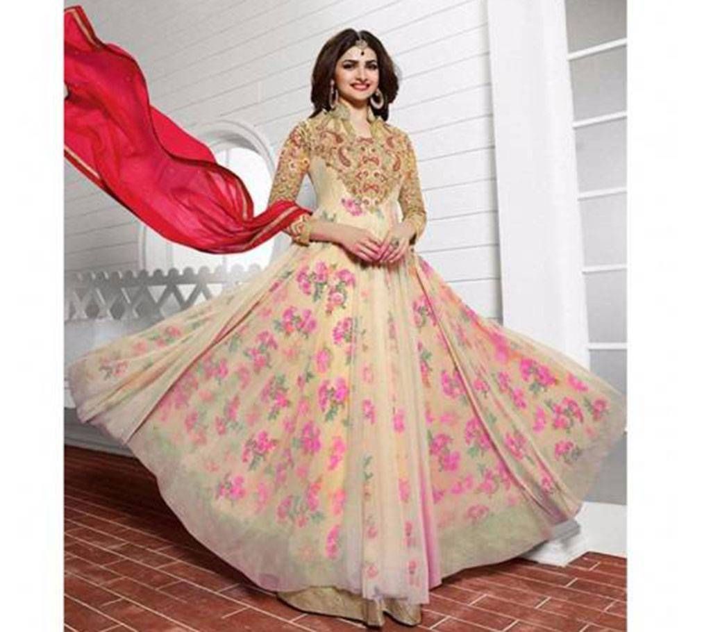 Unstitched georgette anarkoli embroidery three piece 