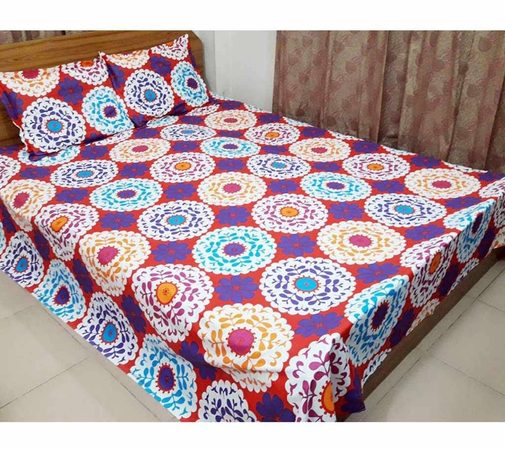 double size cotton bed sheet set and pillow cover 