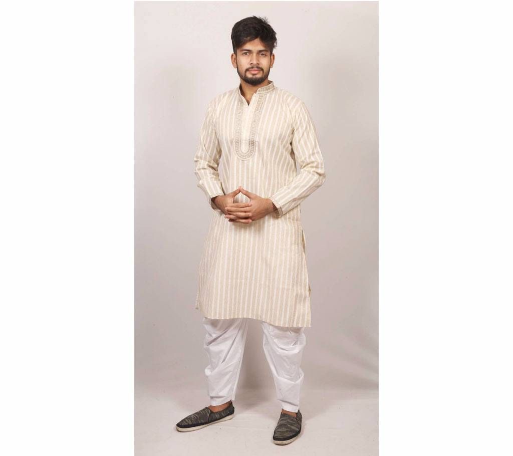Men's Indian Jute Cotton Punjabi