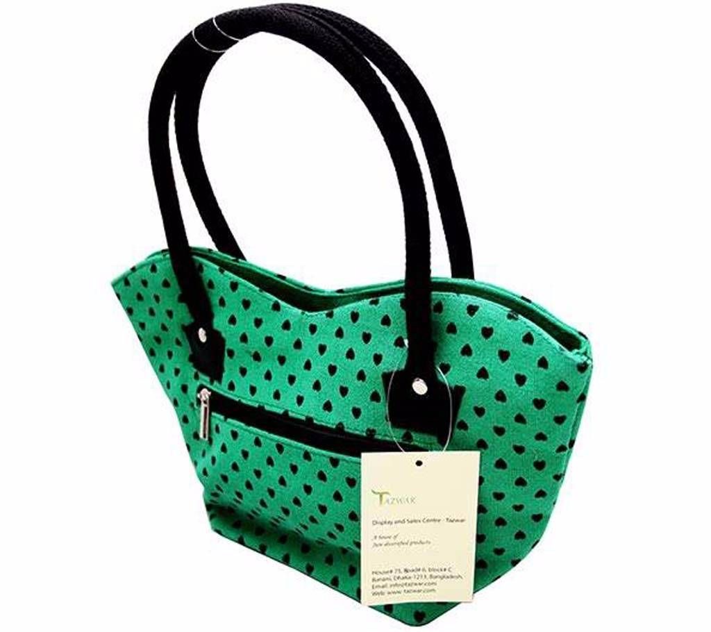 Green Ladies Jute Cotton Mini Bag