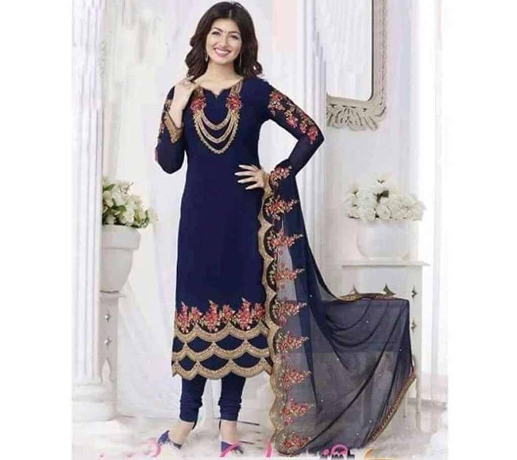 Unstitched embroidery georgette three piece-replica 