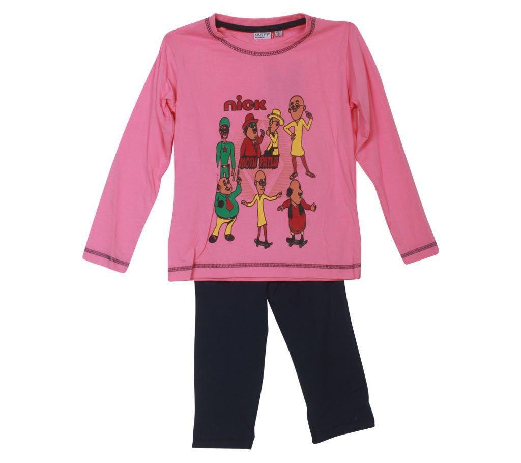 Motu Patlu kids pink t-shirt with pant