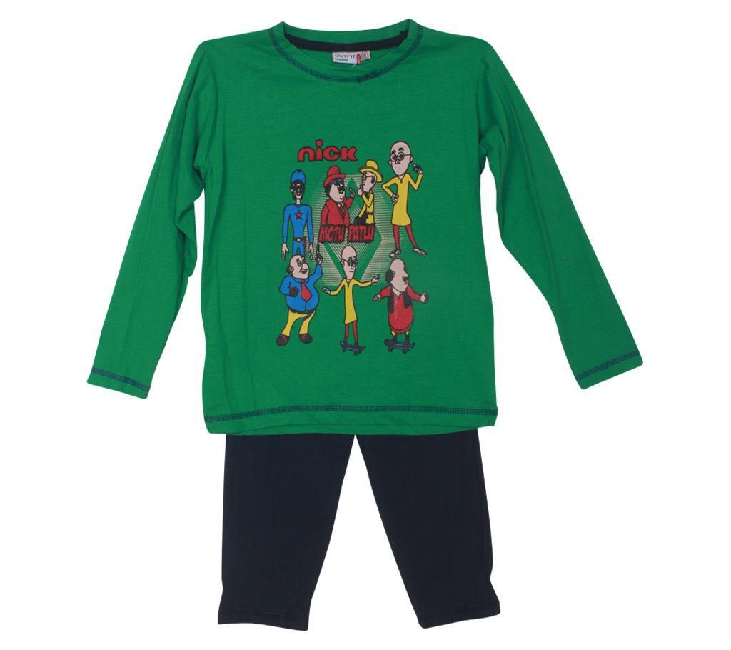 Motu Patlu kids green t-shirt with pant