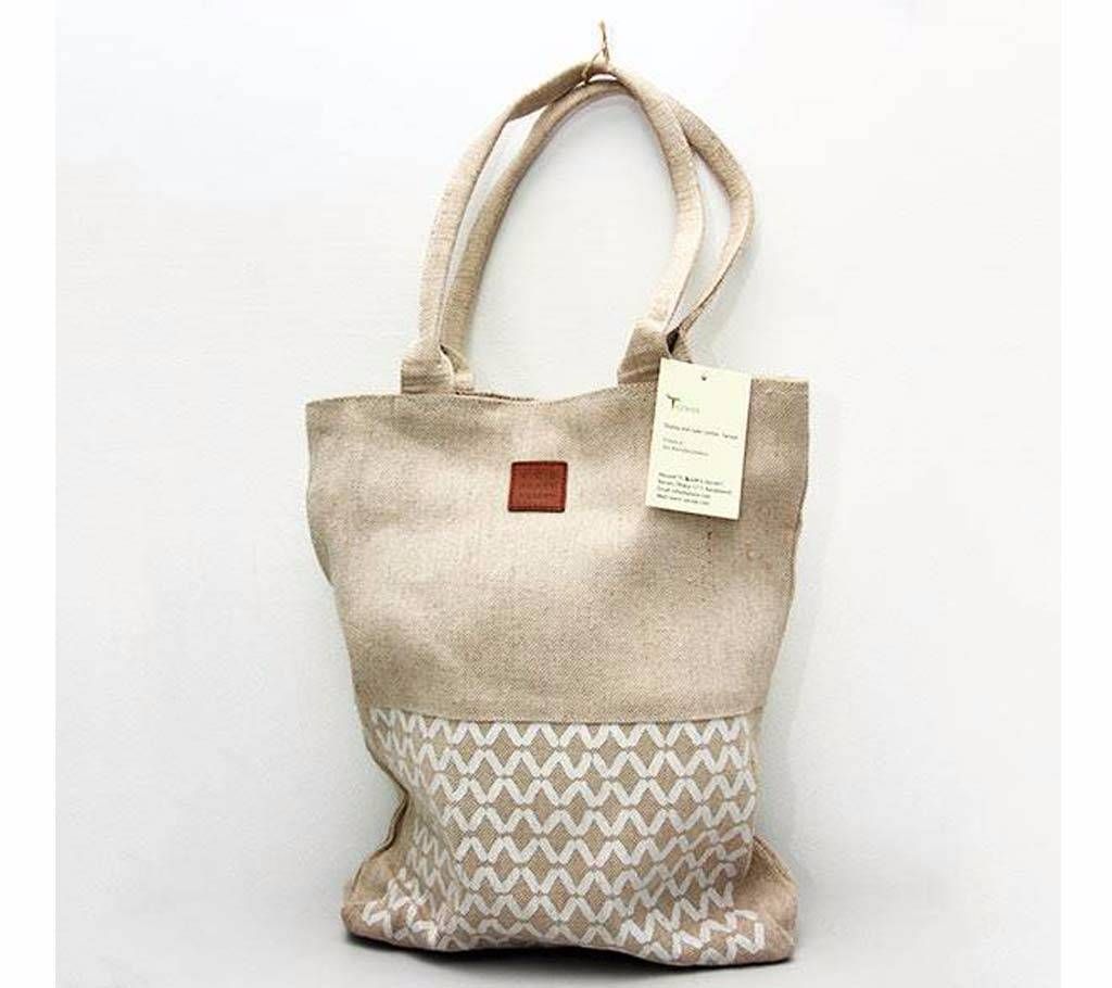 Off White Ladies Jute Cotton Side Bag
