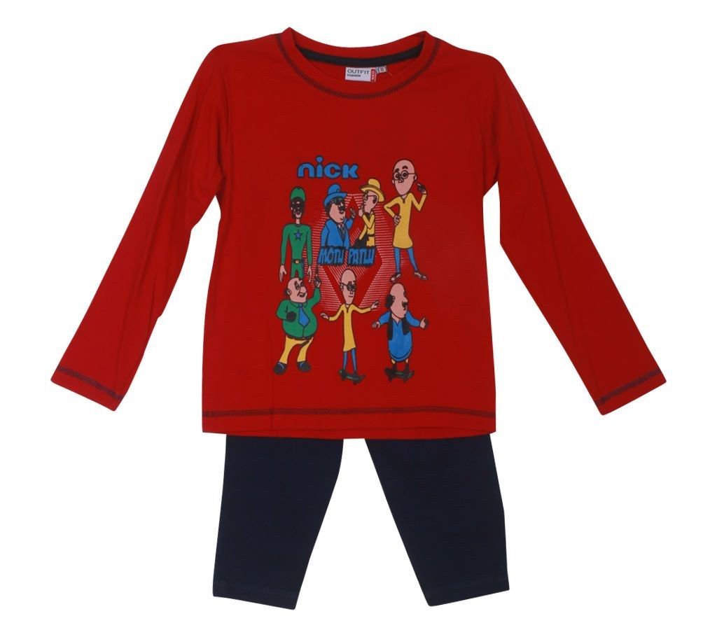 Motu Patlu kids red t-shirt with pant