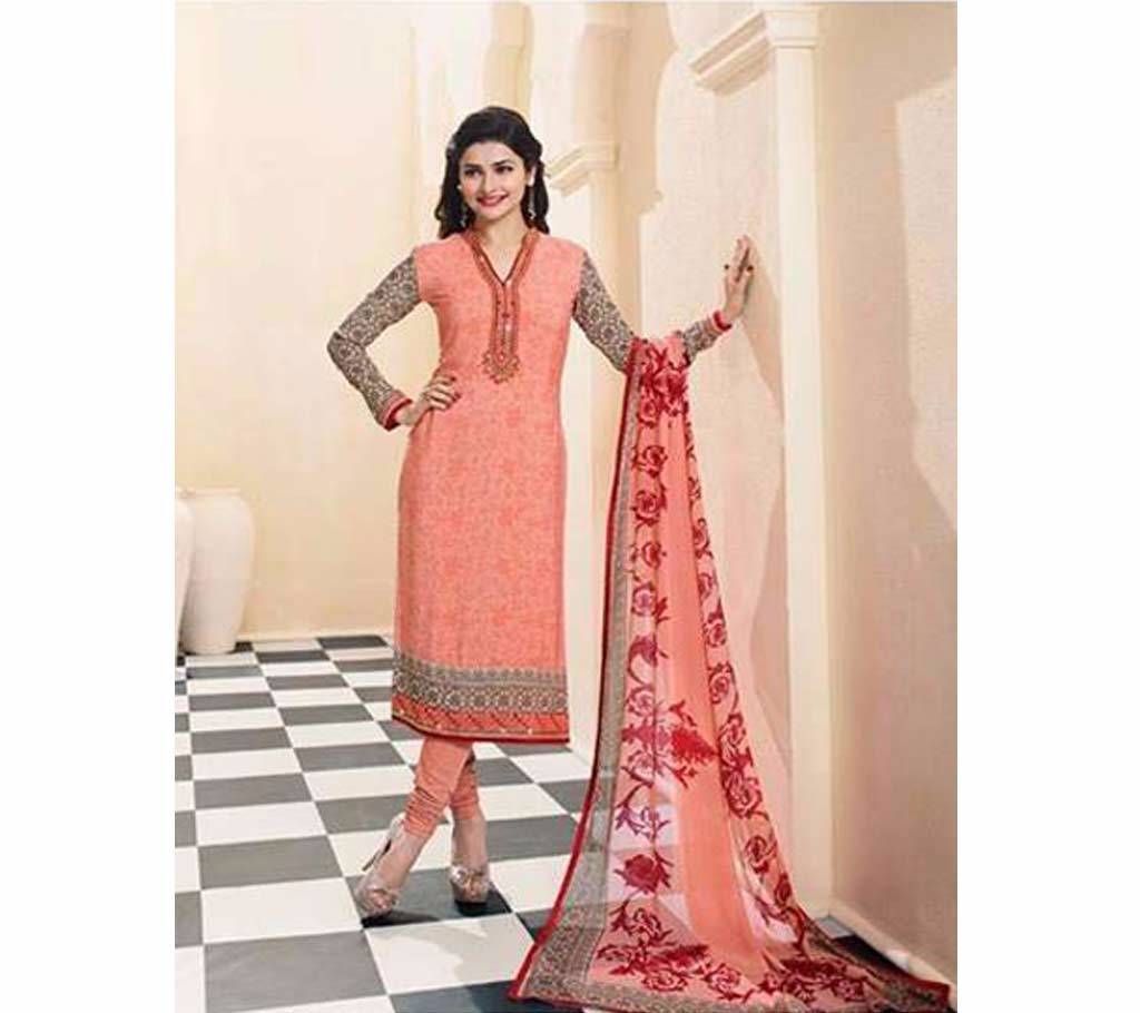 Indian Embroidery Unstitched Cotton Three-pcs