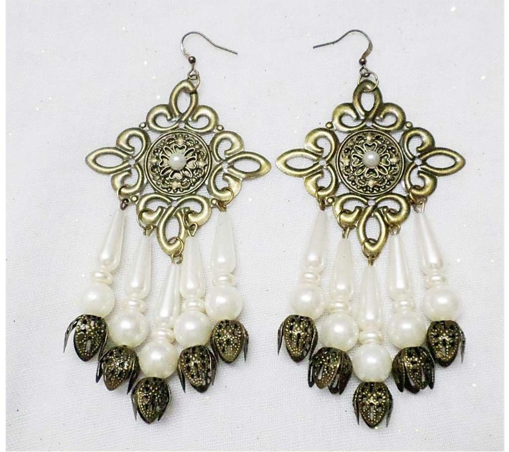 Vintage Square Shaped Pearl Earrings