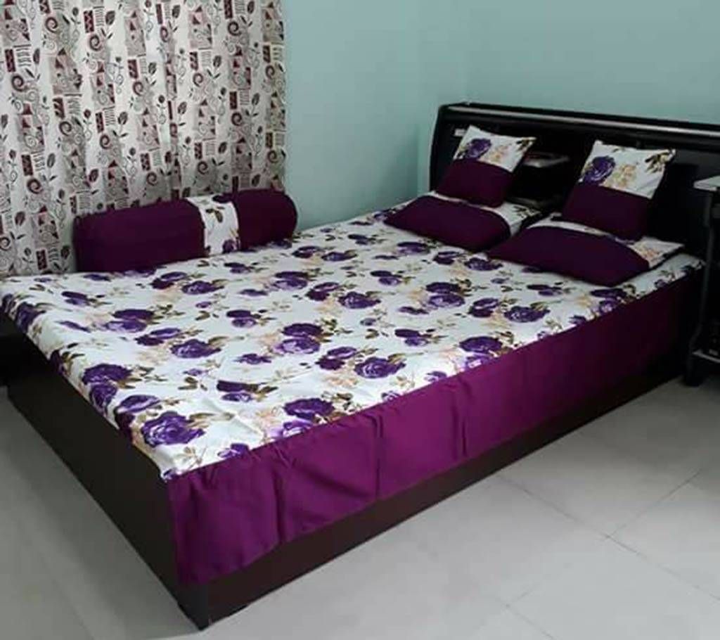 Elegant cotton king size bed cover set- 6 piece 