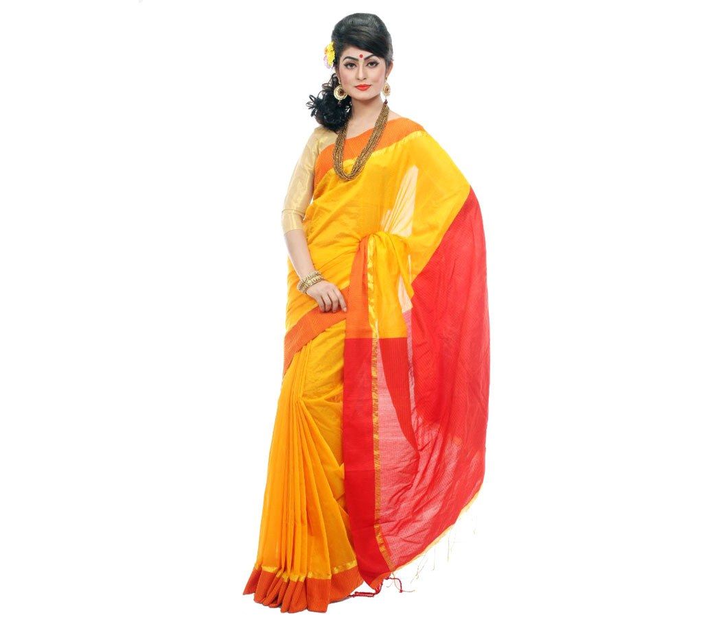 Yellow pure andy silk sharee