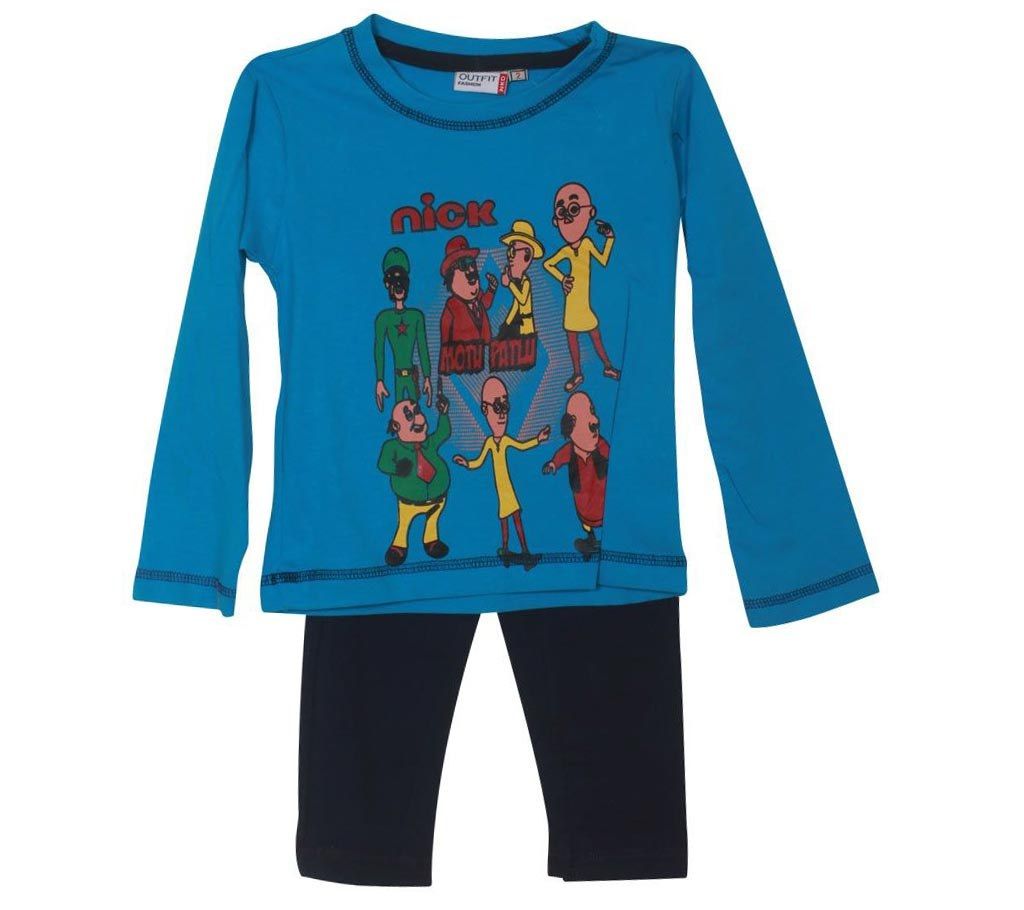 Motu Patlu blue kids t-shirt with pant