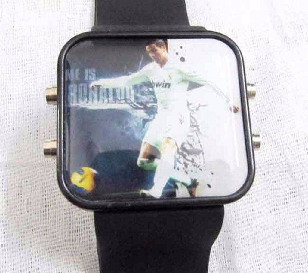 Ronaldo Theme Silicon Belt LED Wrist Watch 