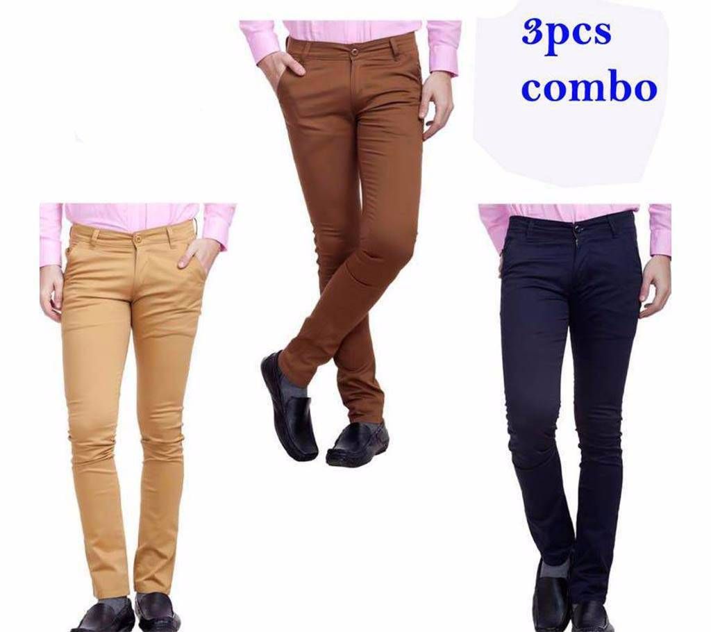 Mens Cotton Twill Gabardine Pant - 3pcs (Combo)