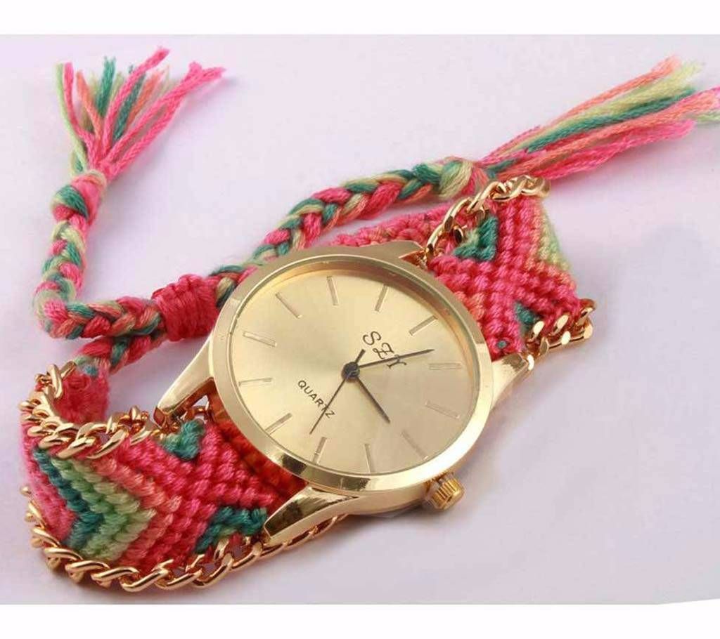 Geneva Cloth Belt Ladies Wrist Watch- Copy