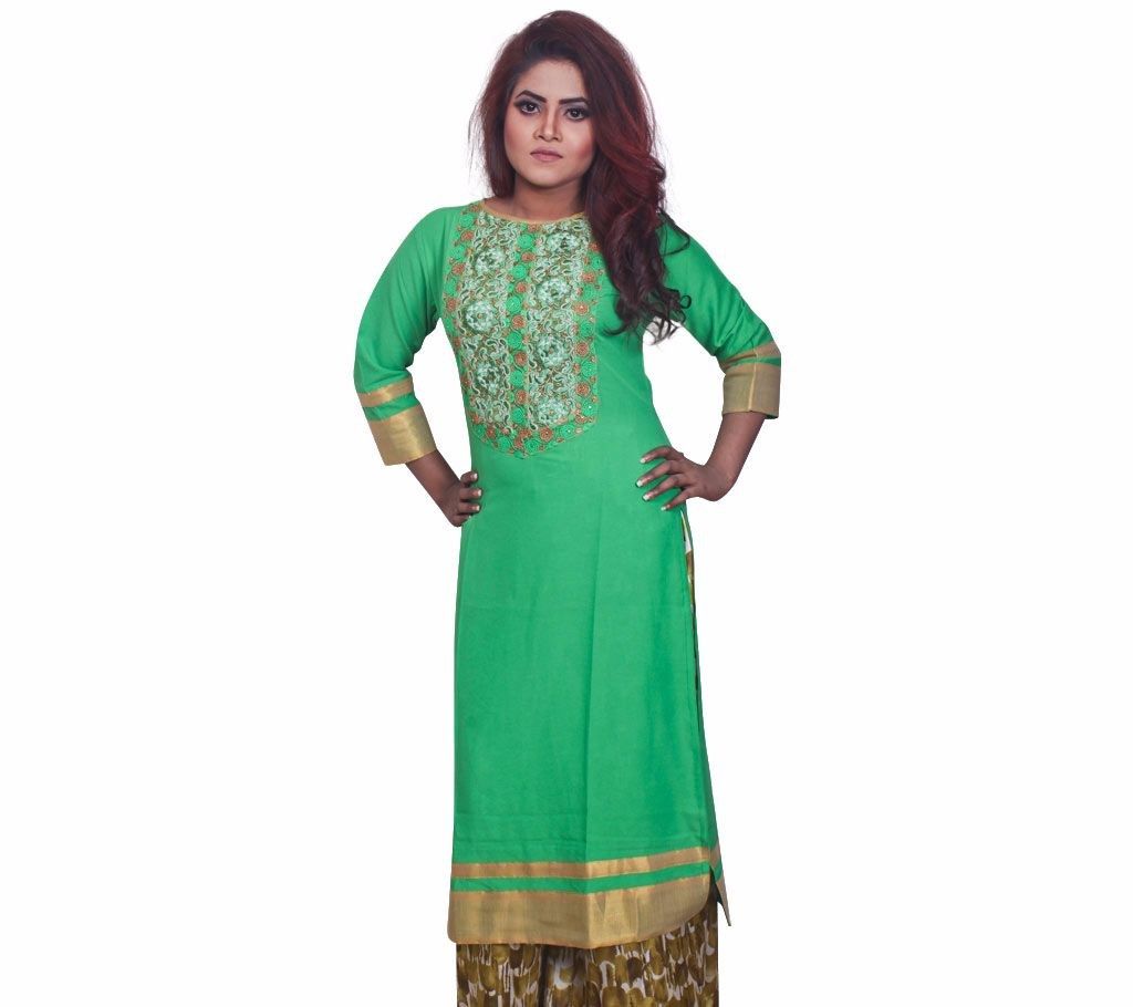 Stitched Full Sleeve Half Silk Long Kurti