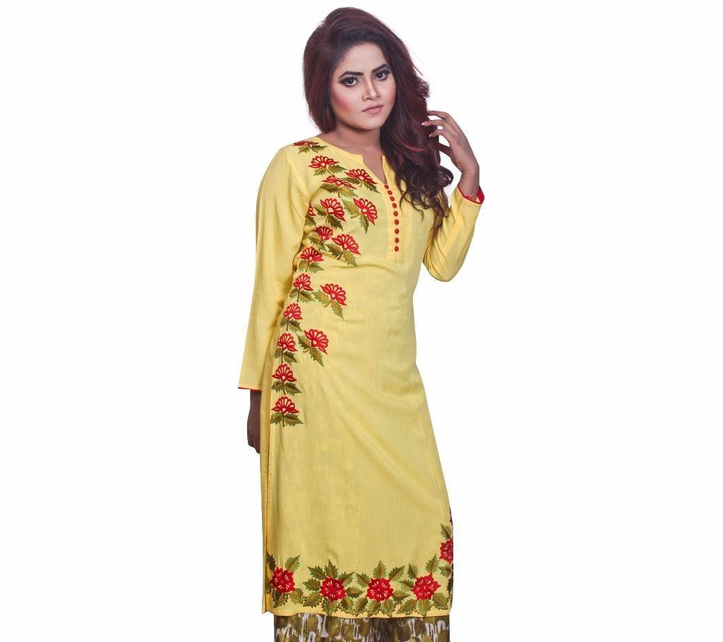 Stitched Full Sleeve Linen Long Kurti