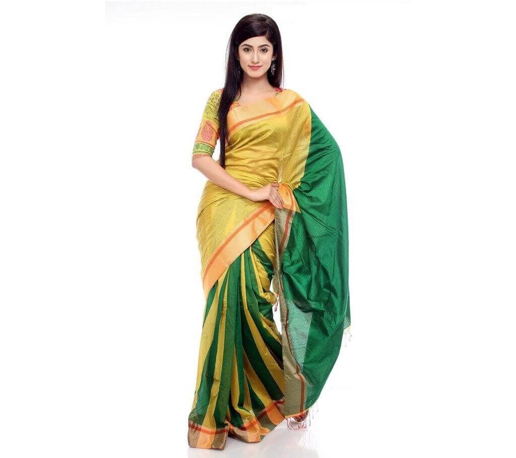 Multi color handloom cotton sharee
