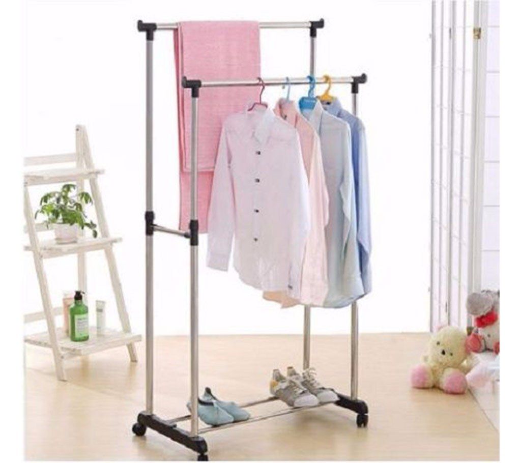 Folding double cloth and shoe rack 