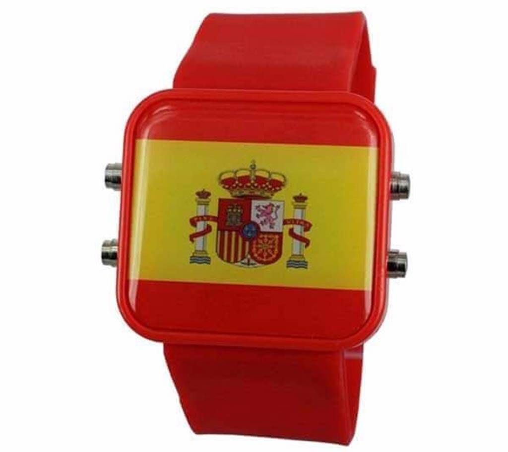 Spain Theme Silicon Belt LED Wrist Watch 