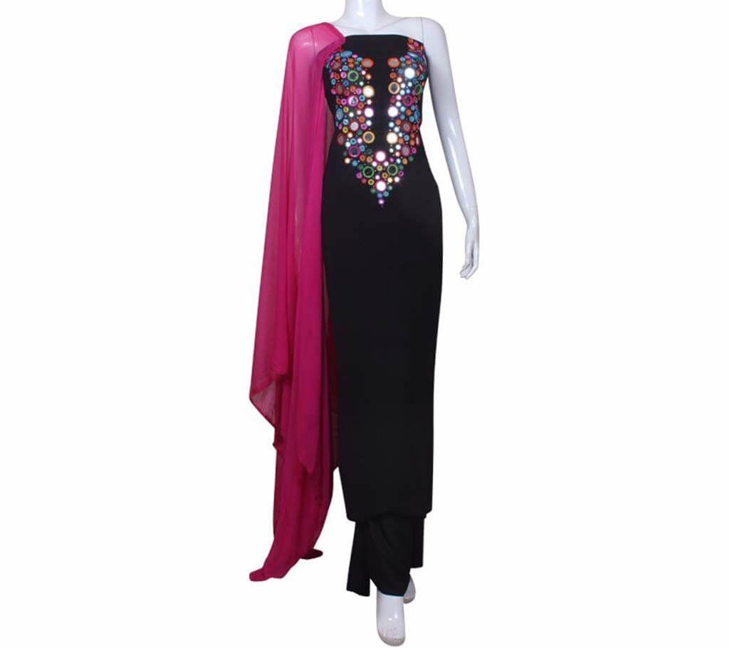 unsttiched mirror work Georgette three piece 