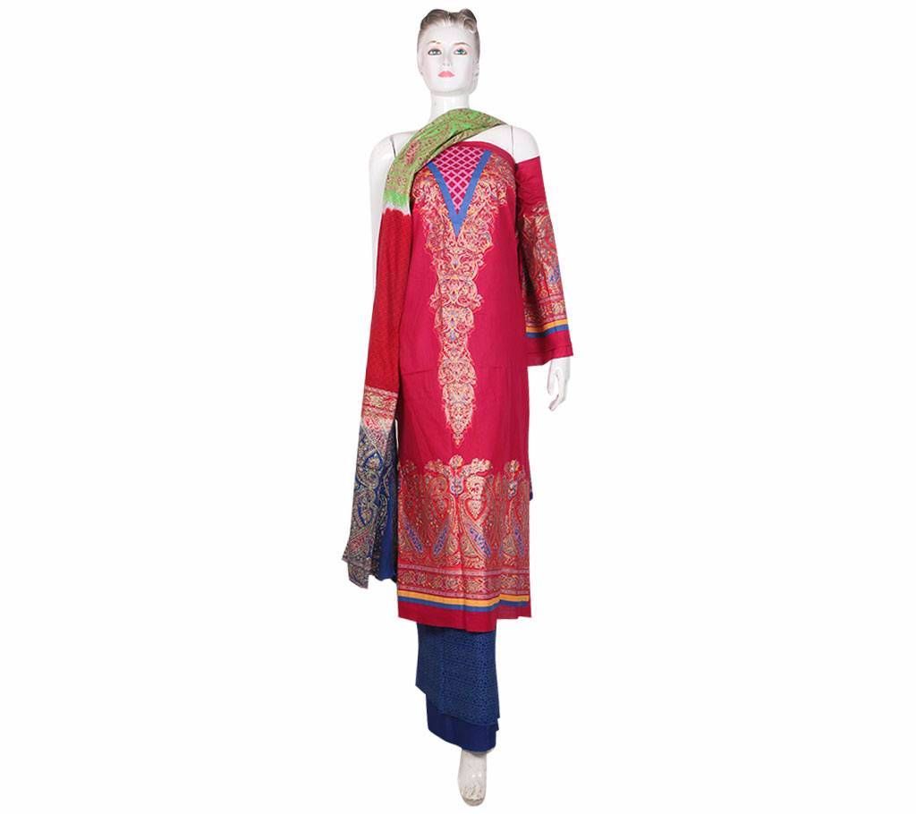 Unstitched Skin Printed Cotton Three-Pcs