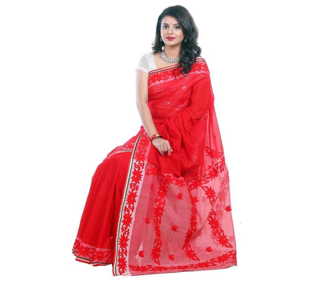 Red pure cotton sharee