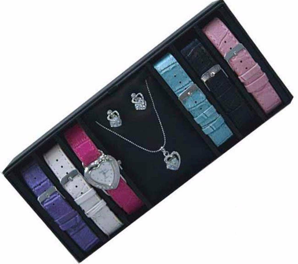 6 IN 1 changeable dial ladies watch 