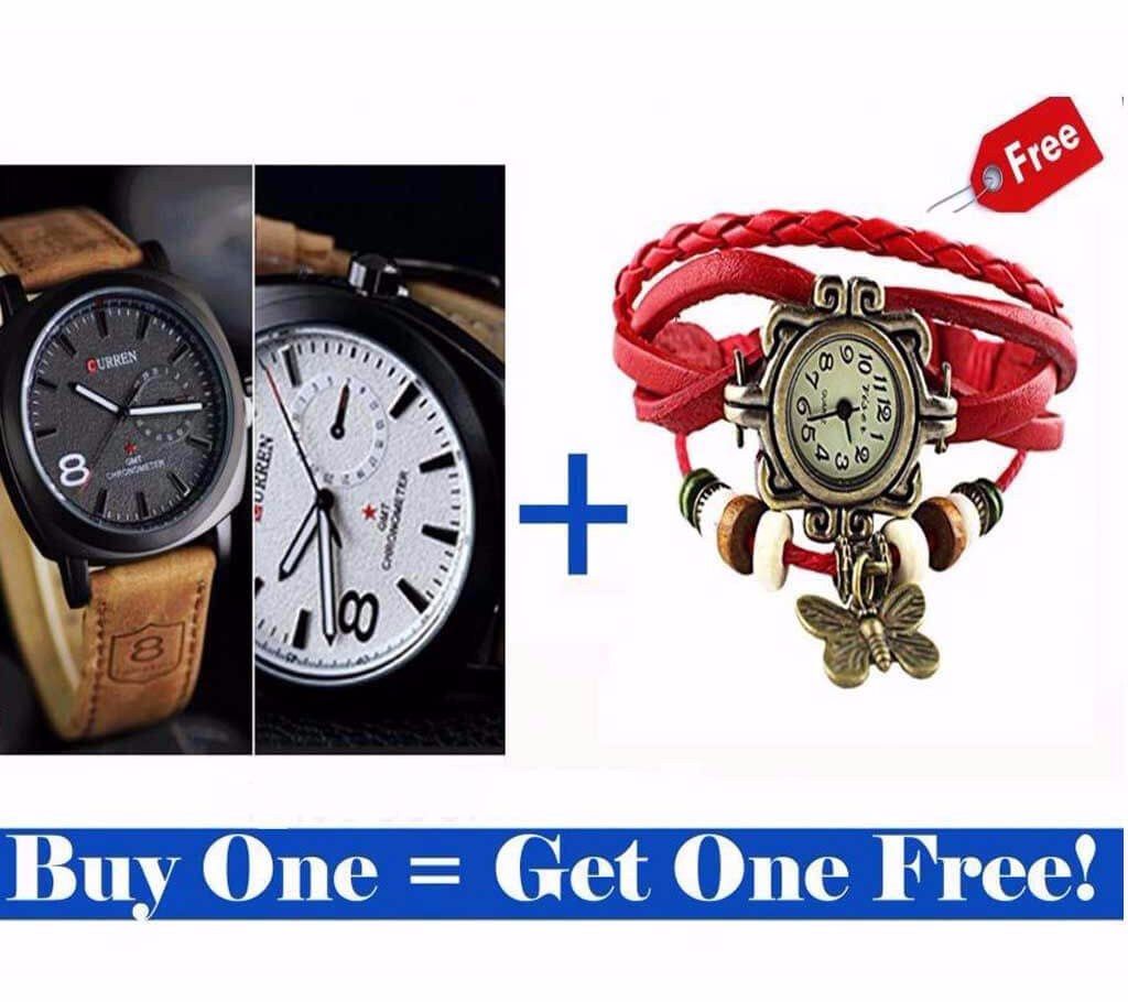 Curren gents watch+ ladies bracelet watch combo 
