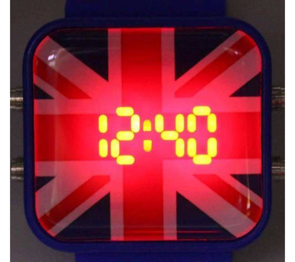 England Theme Silicon Belt LED Wrist Watch 