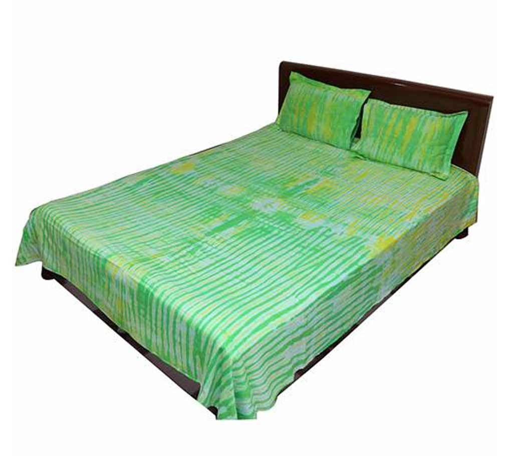 Batik Printed Cotton Double Size Bed Sheet Set 
