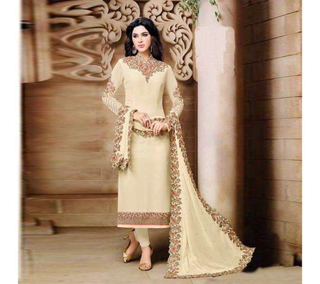 White Georgette Unstitched Shalwar Kameez- copy 