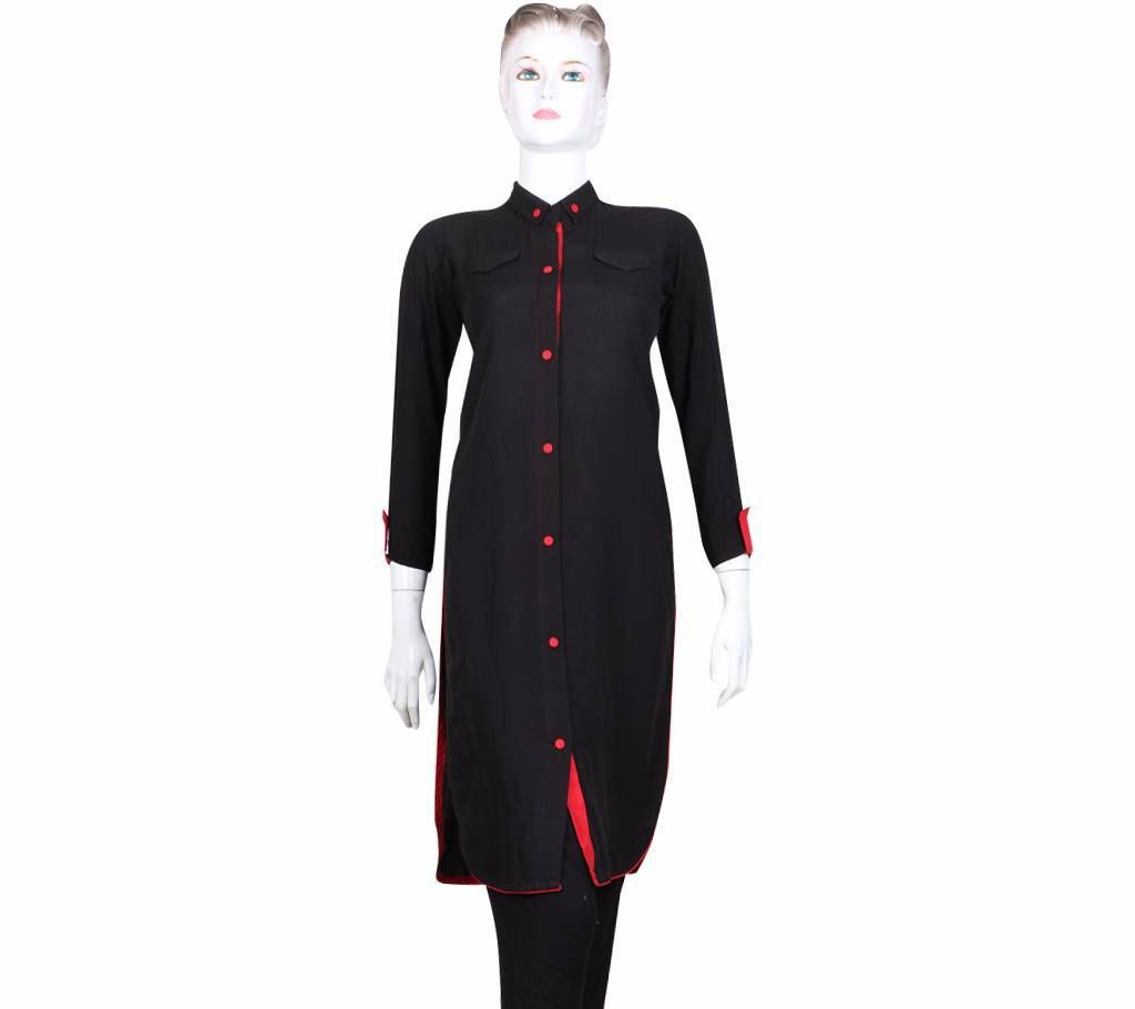 Shirt style black kurti