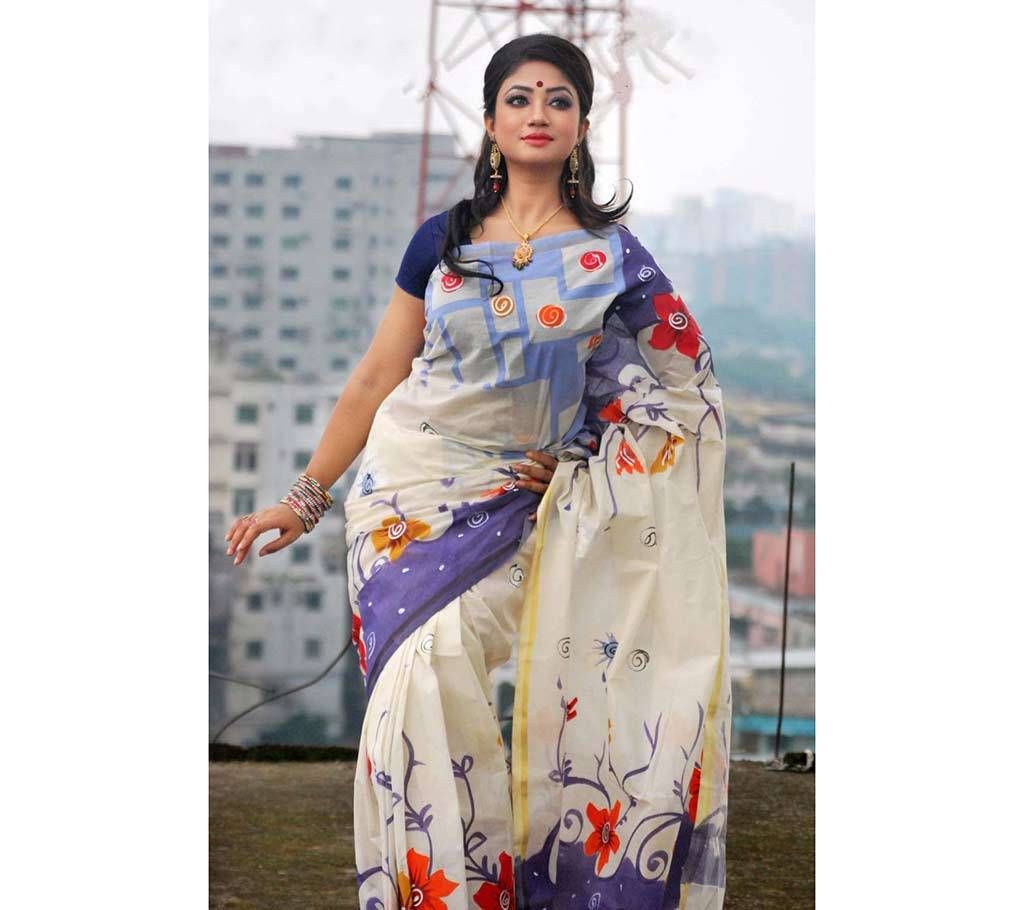 Cotton Kota Hand Printed Sharee with Blouse Piece 