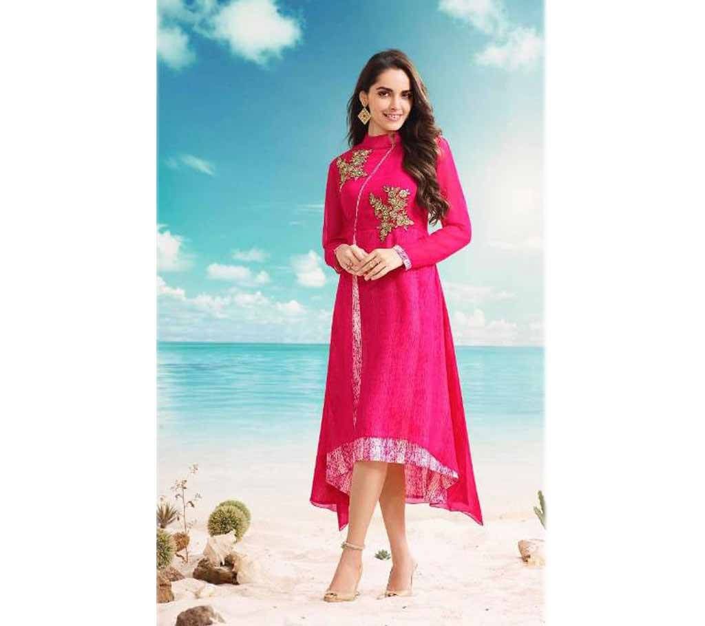 Unstitched embroidery georgette long kurti