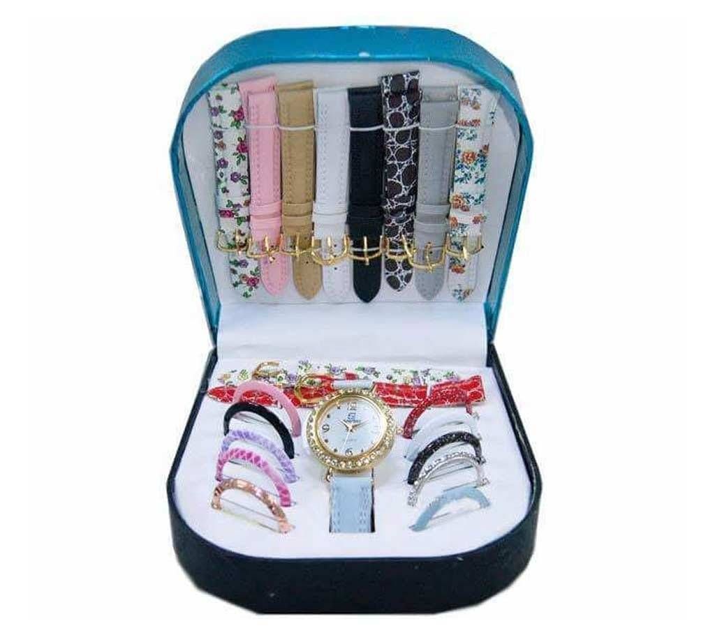 11 in 1 Ladies multicolor changeable belt watch box